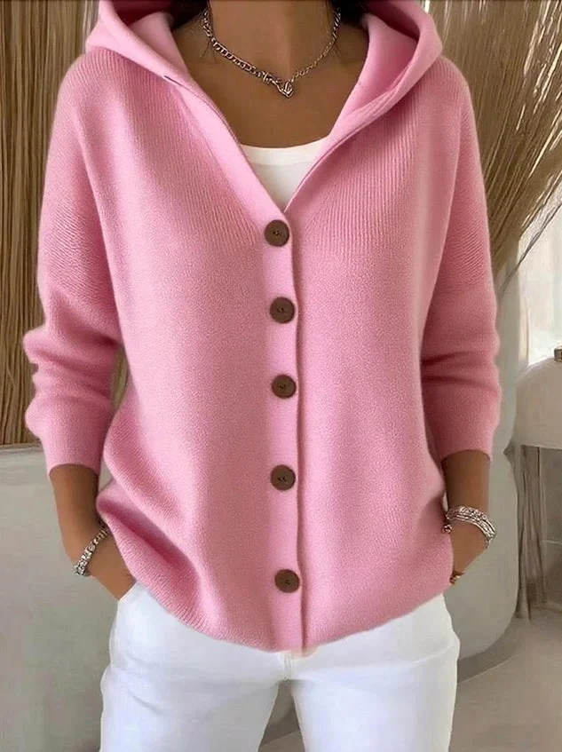 Women's Long Sleeve Hooded A-Line Knit Cardigan