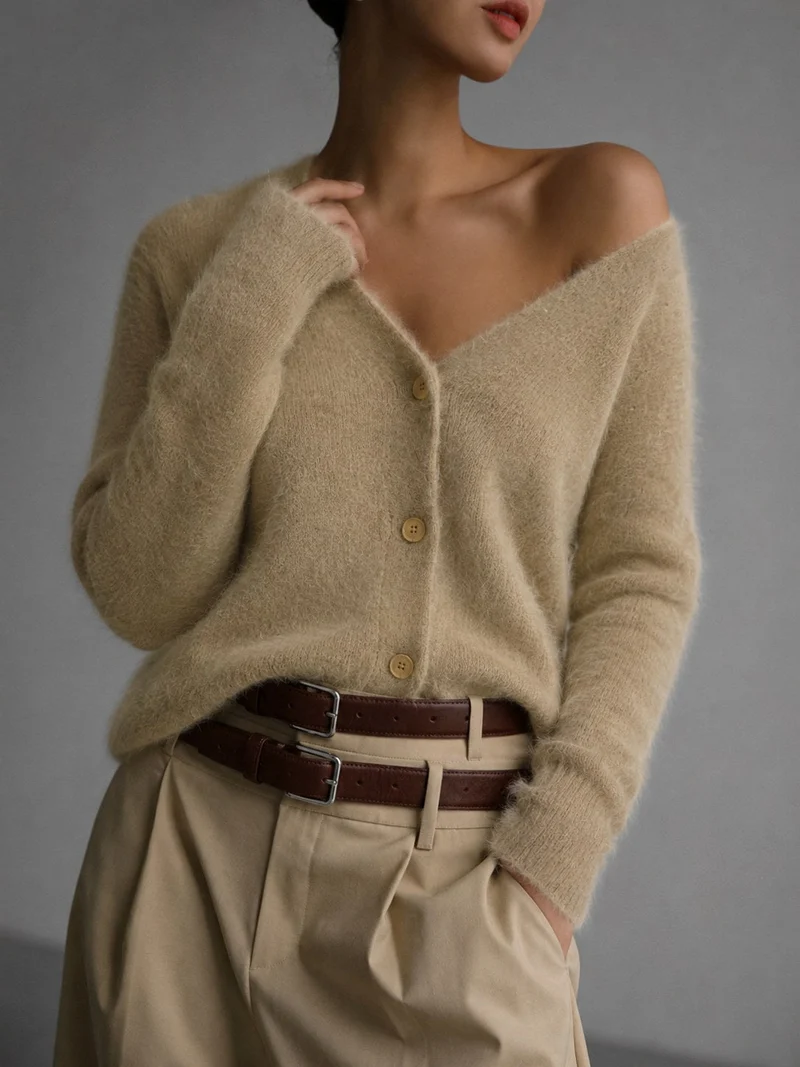 Women's Oversized Button-Up Relaxed Knit Cardigan
