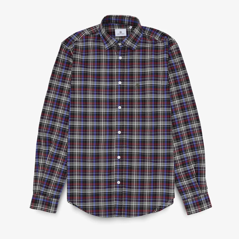 Chemise manches longues en coton à carreaux multicolore