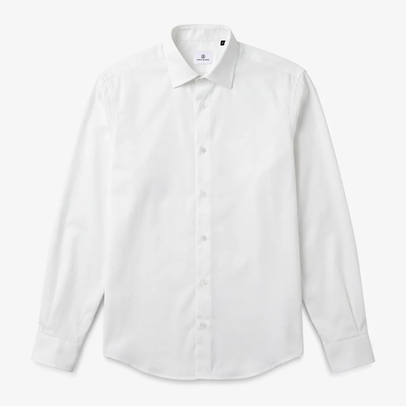 Chemise manches longues en coton blanche sans poche