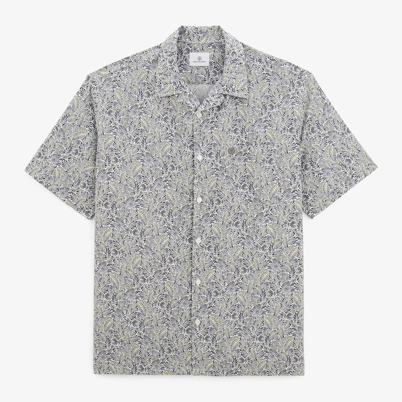 Chemise Caracas imprimé feuillage bleu nuage