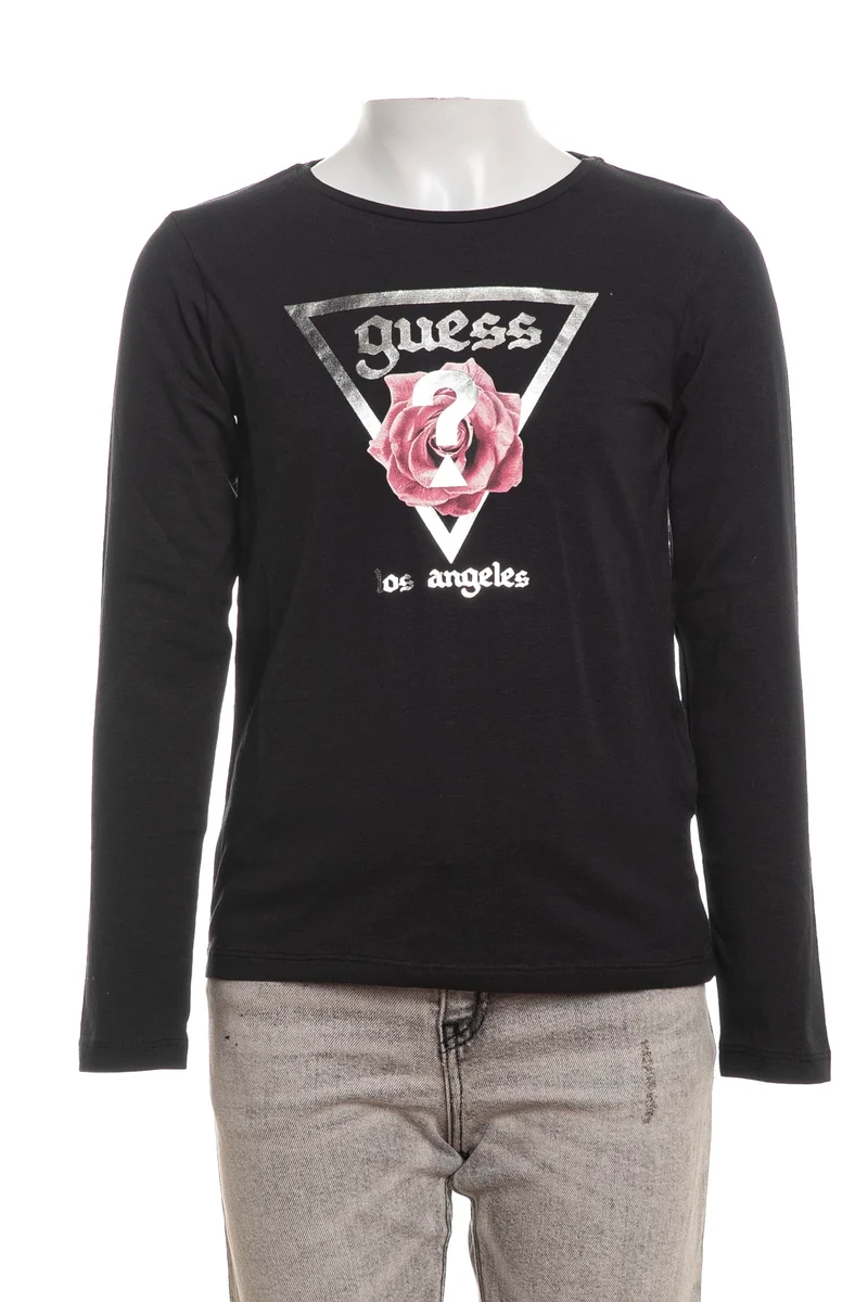 T Shirt Guess Ghotic Logo Ls Da Bambina Nera J6YI33 K3771