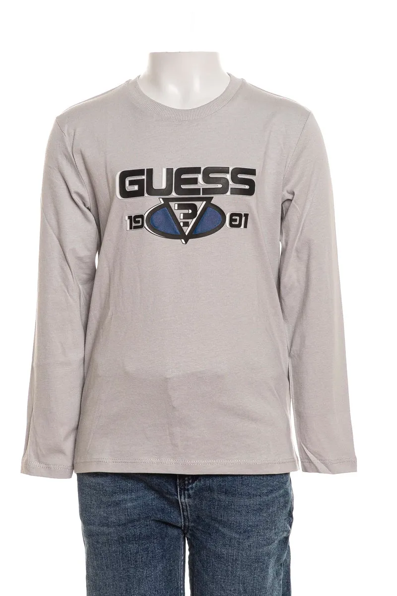T Shirt Guess 1901 Ls Da Bambino Grigio Perla