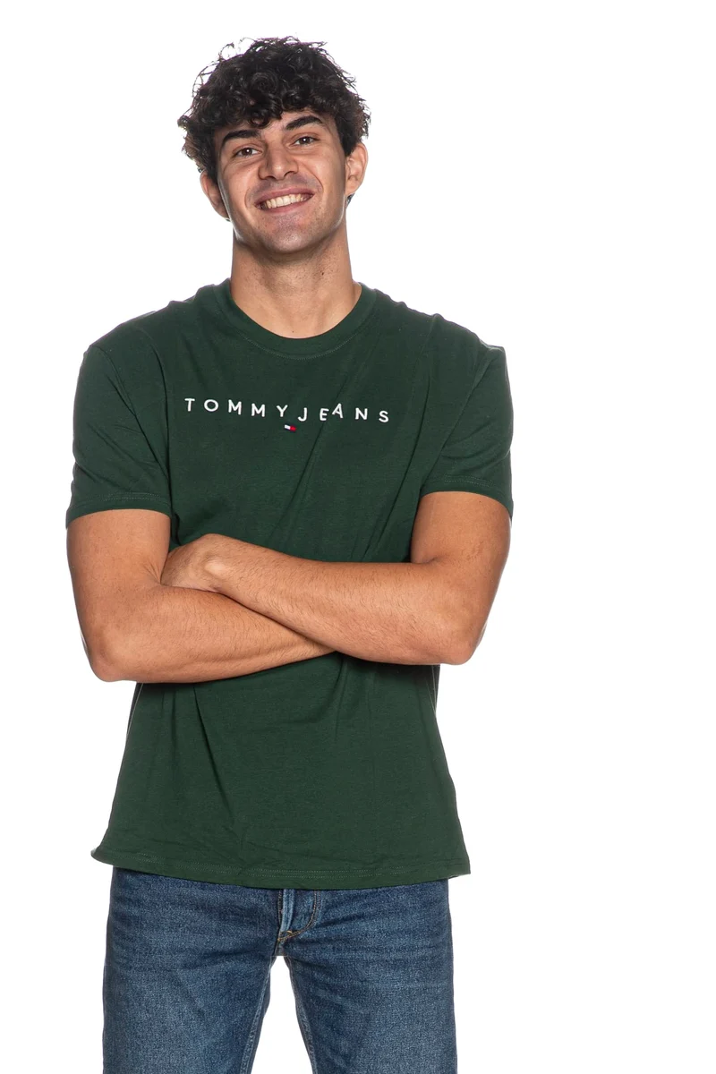 T Shirt Tommy Hilfiger Tjm Reg Linear Logo Tee Da Uomo Verde Foresta