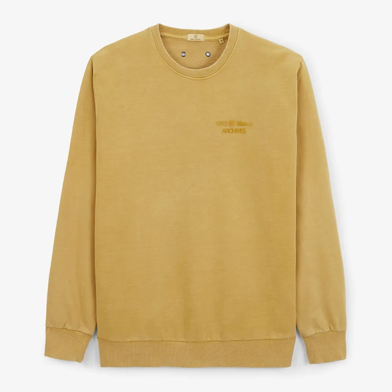 Sweat col rond Archives teinture old en coton jaune laiton