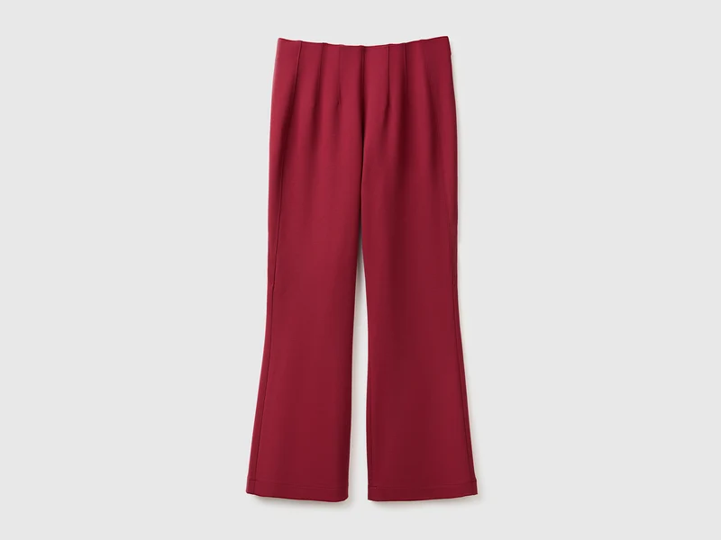 Pantaloni eleganti a trombetta in misto viscosa stretch