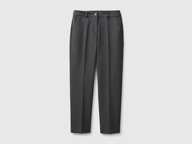 Pantaloni gamba dritta in misto viscosa stretch