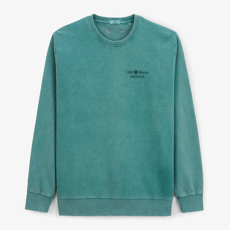Sweat col rond Archives teinture old en coton vert menthe