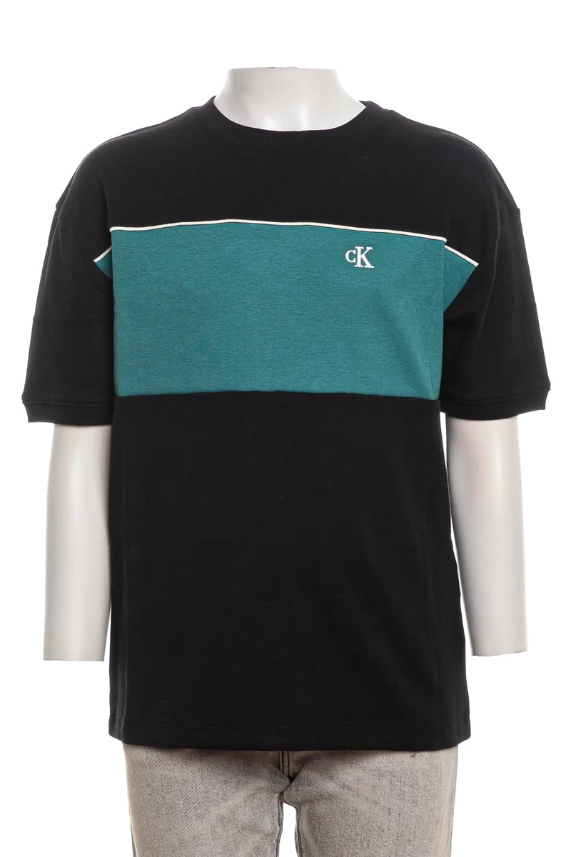 T Shirt Calvin Klein Colorblock Tee Ss Bambino Nero Verde Teal