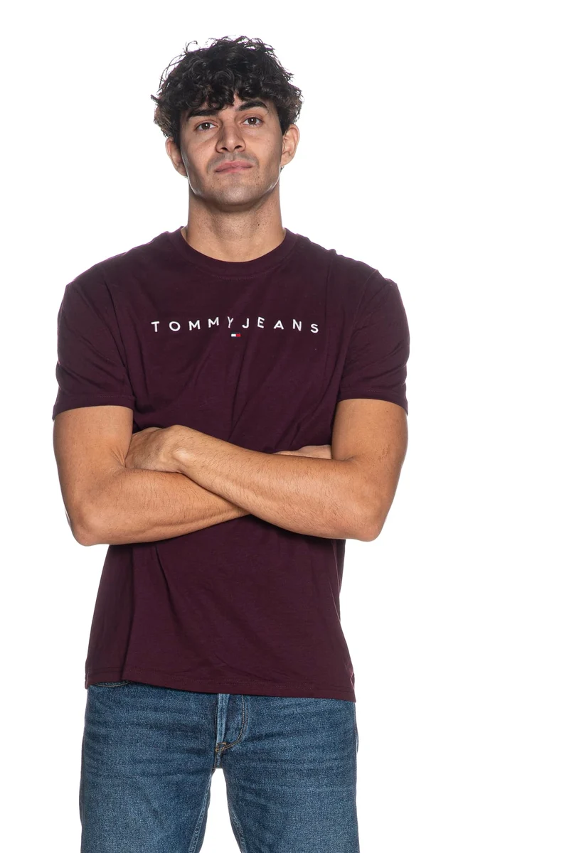 T Shirt Tommy Hilfiger Tjm Reg Linear Logo Tee Da Uomo Vinaccia