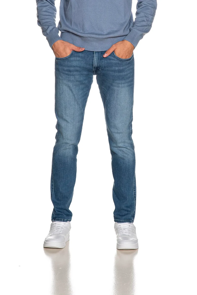 Jeans Replay Anbass Power Str Slim Da Uomo Denim Blu Medio
