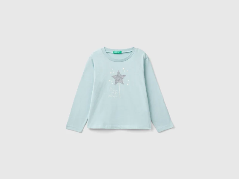 T-shirt con stampa glitter