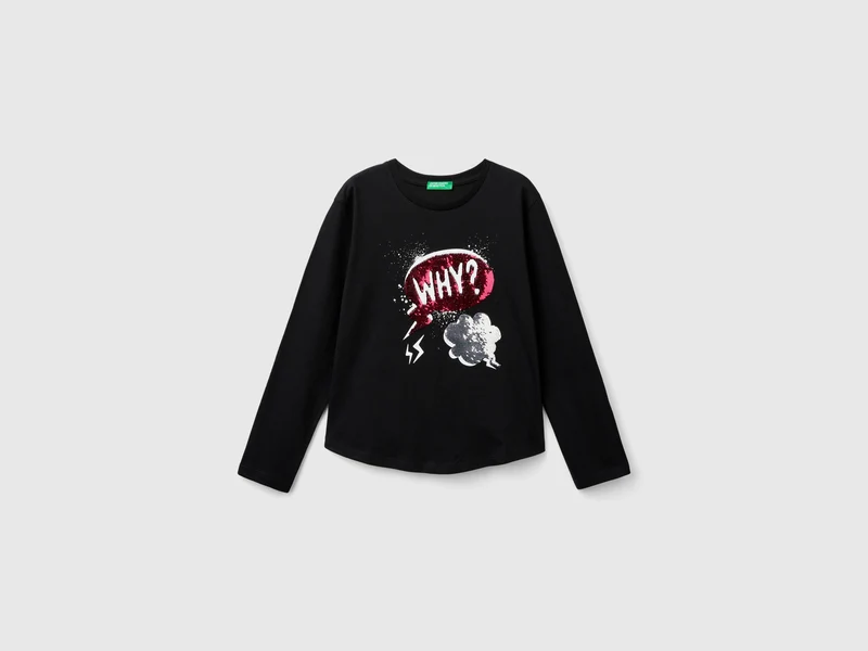 Maglietta con paillettes in cotone bio