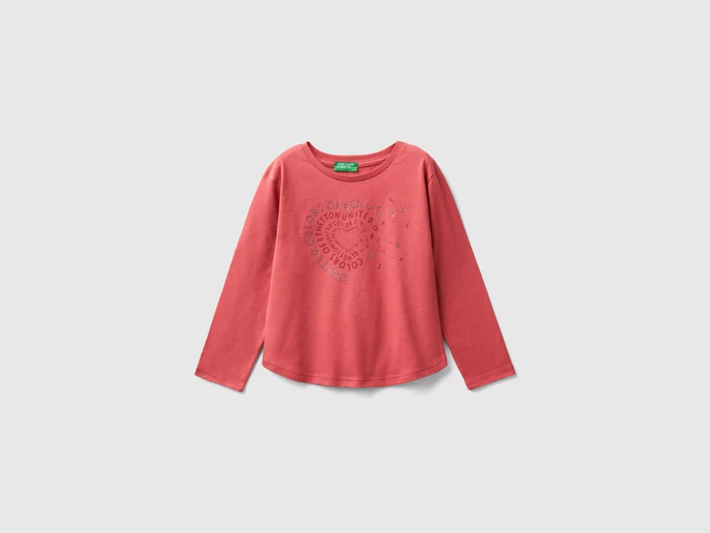 Maglietta stampa glitter in cotone bio