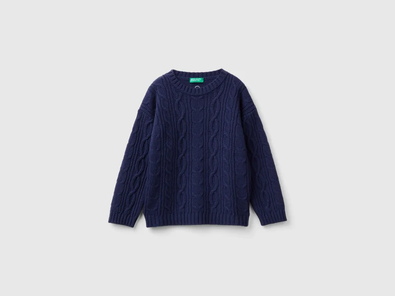 Maglia con trecce in misto lana