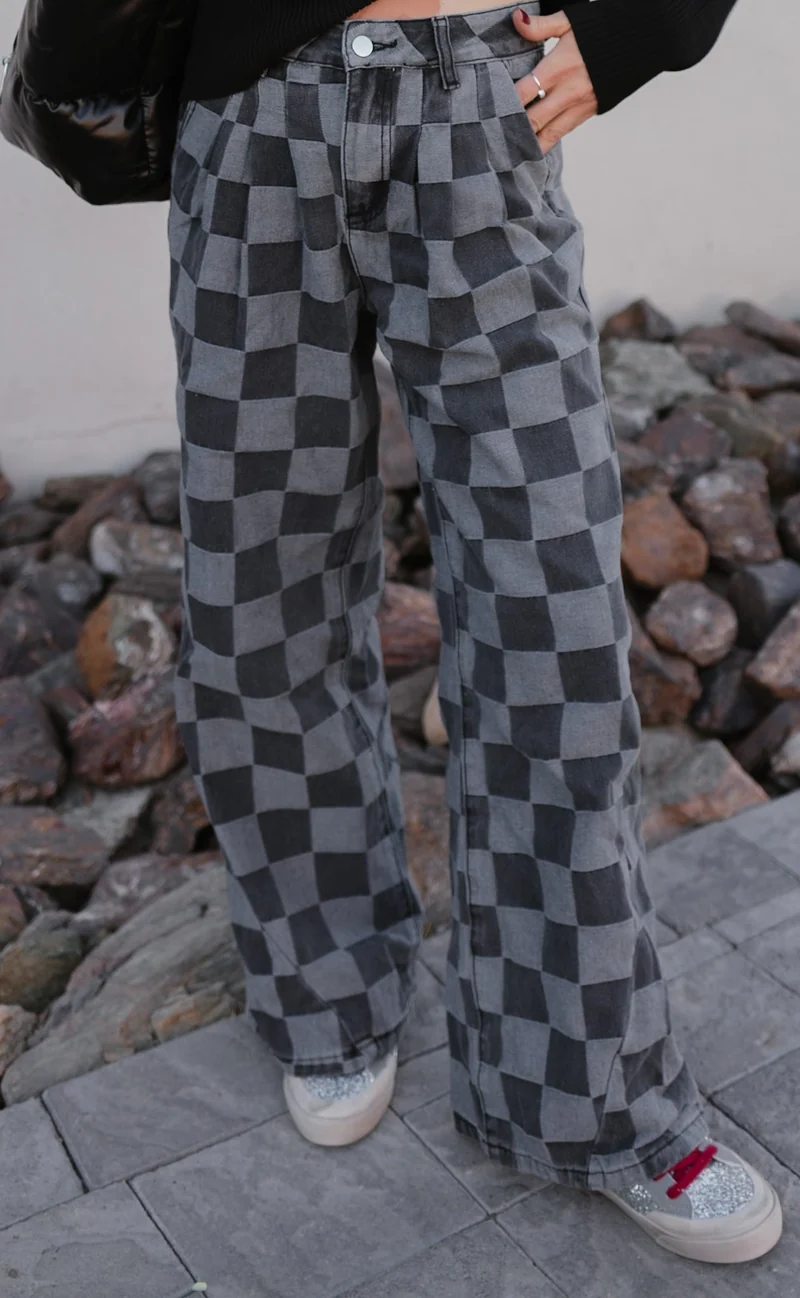 Briar | Women's Checked Denim Jeans for Stylish Comfort