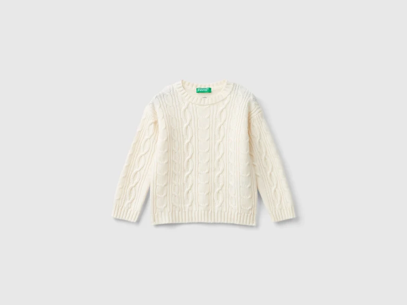 Maglia con trecce in misto lana