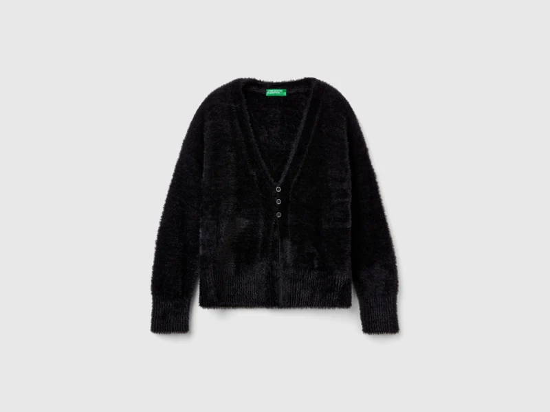 Cardigan in filato peloso