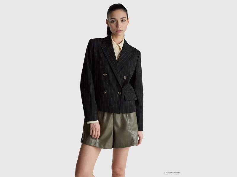 Blazer corto gessato