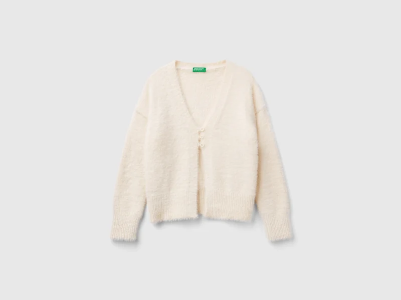 Cardigan in filato peloso