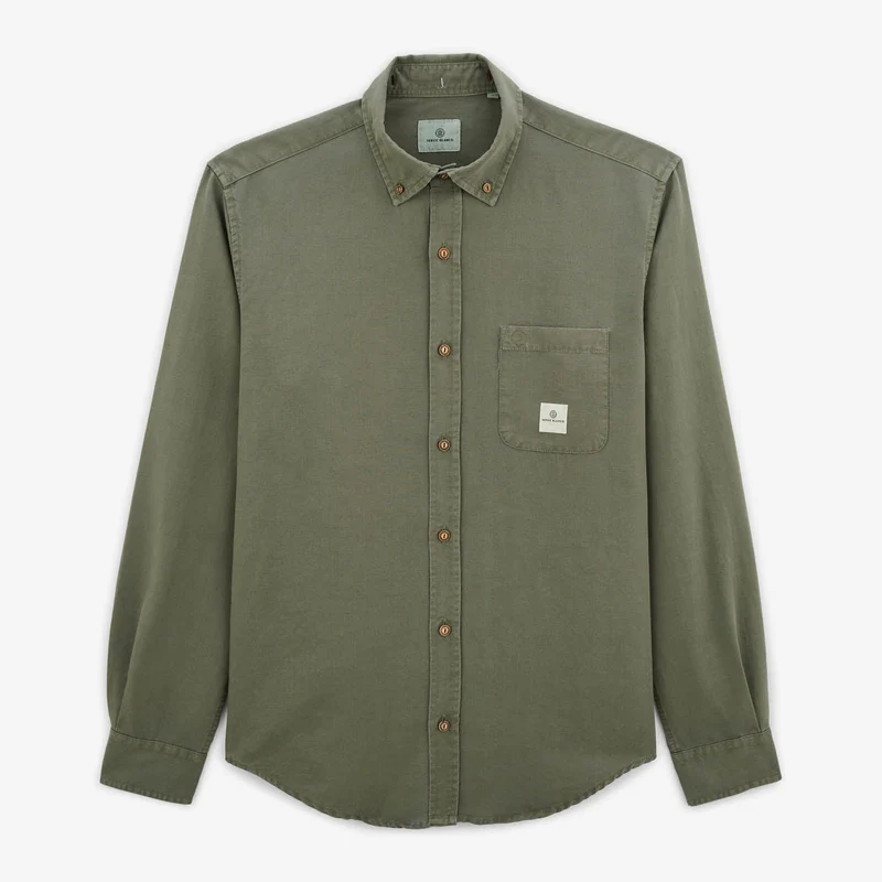Chemise oxford Carl en lin vert teck