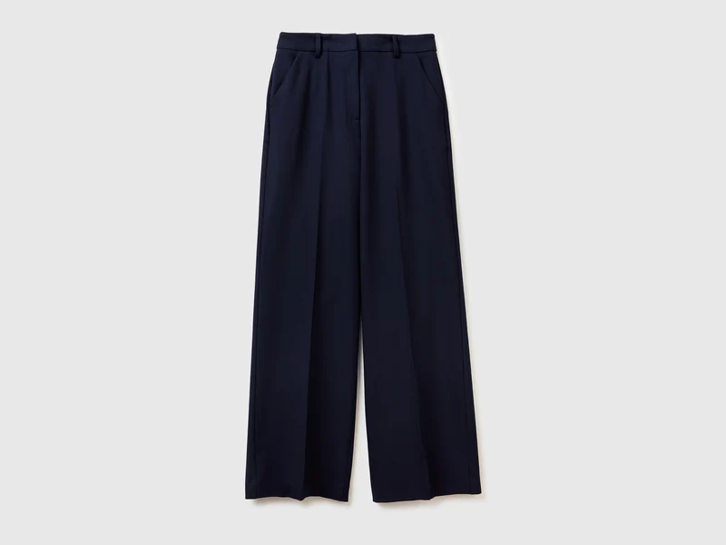 Pantaloni ampi in misto viscosa stretch