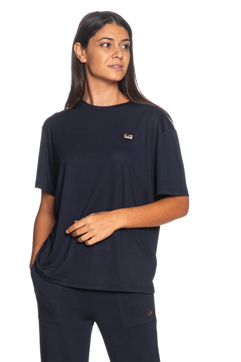 T-Shirt Training Fundamental EA7 Donna - Blu Navy In Viscosa