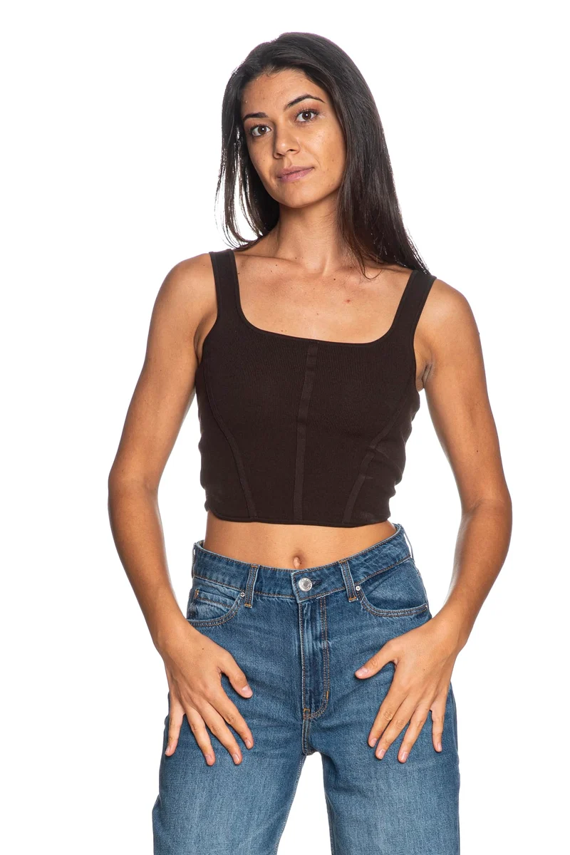 Top Guess Esme Corset Donna Marrone Testa Di Moro - W6YZ08