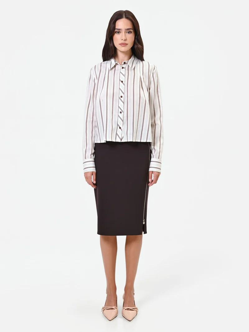 Camicia a righe bianco panna