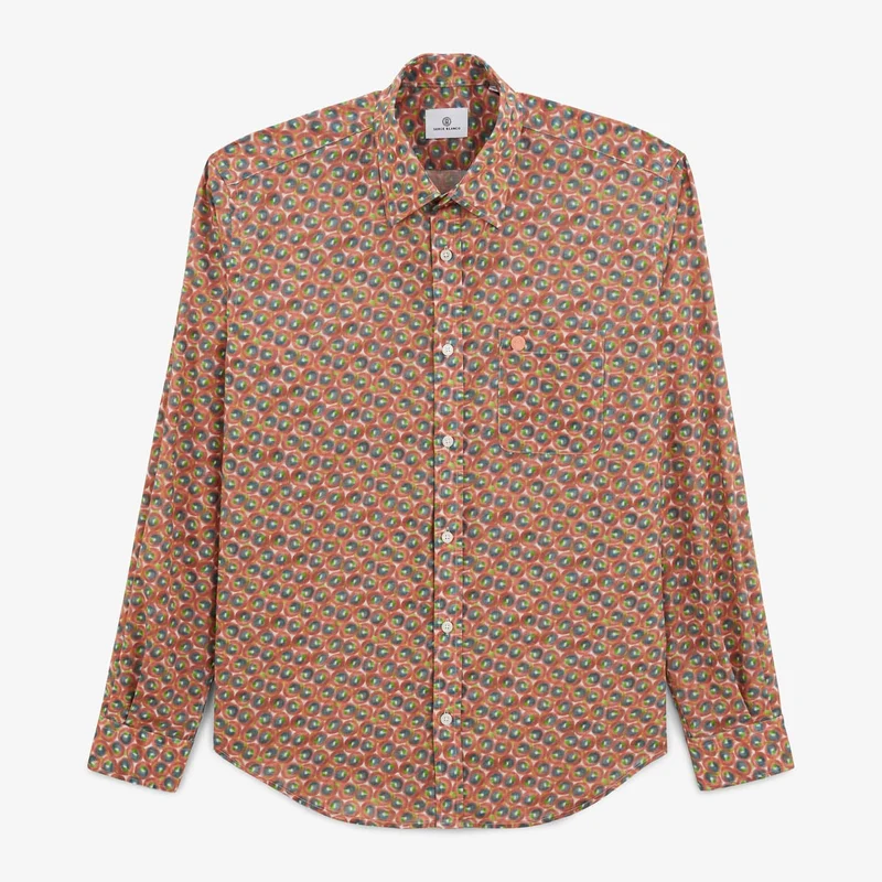 Chemise Charles imprimée orange corail