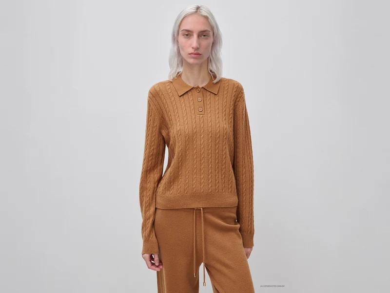 Maglia a polo con trecce