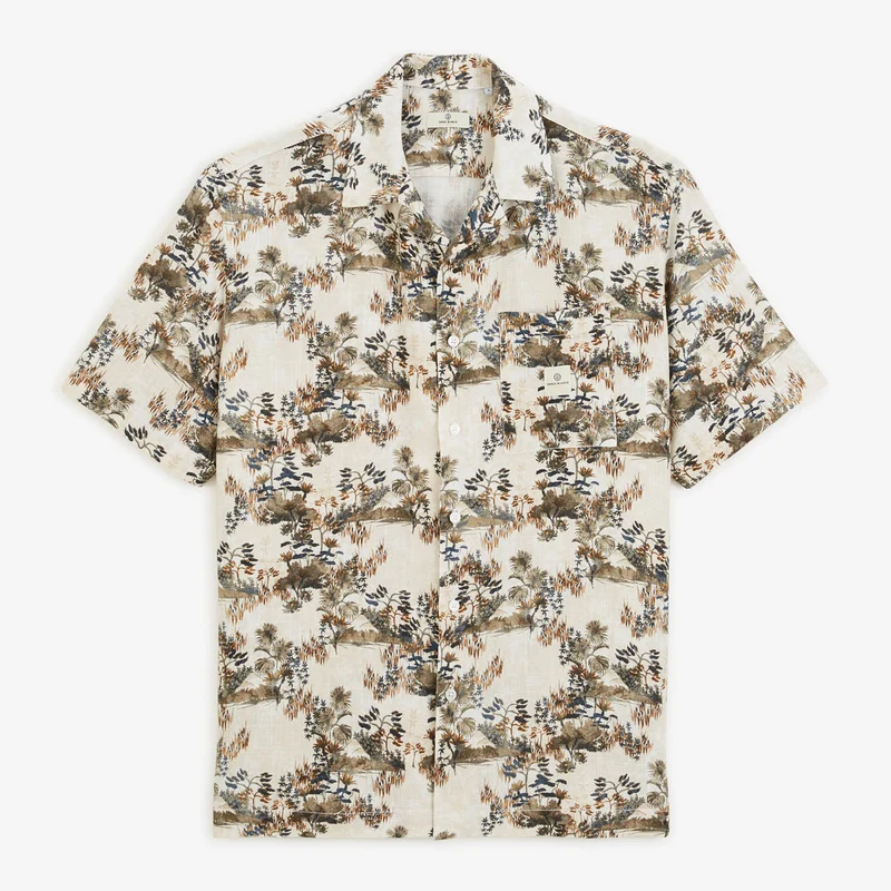 Chemise manches courtes avec imprimé feuillage