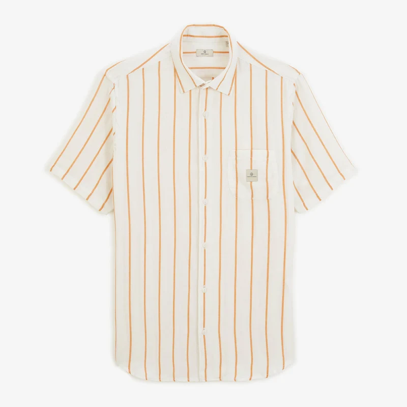 Chemise manches courtes rayée blanche en coton