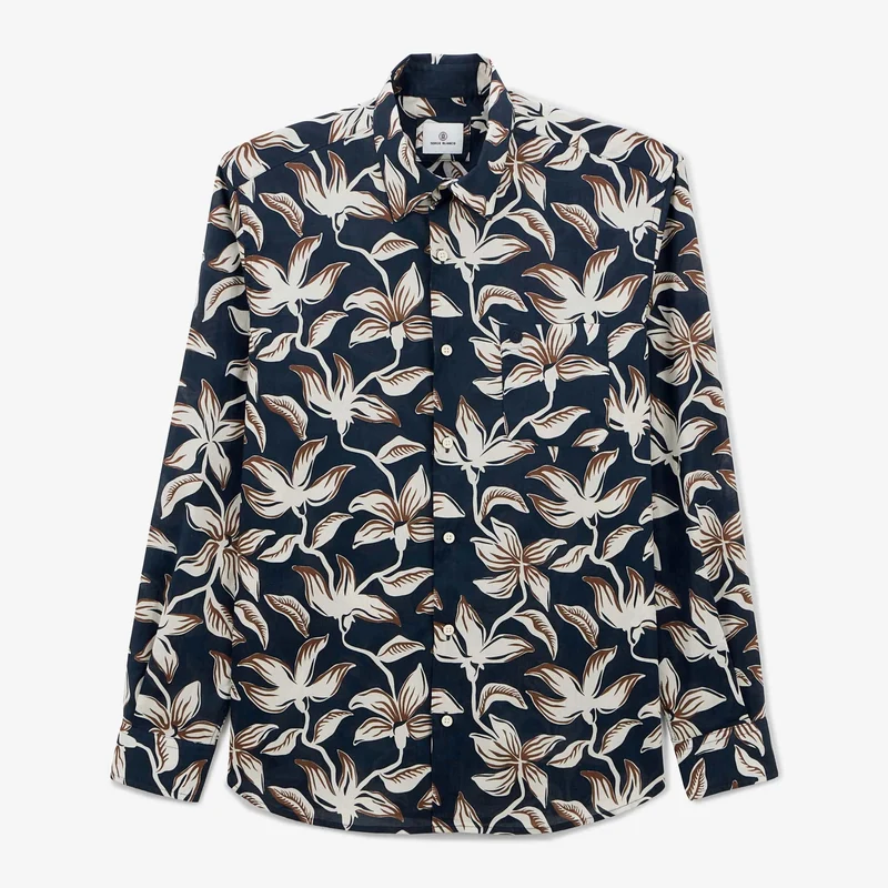 Chemise Charles hibiscus dark navy