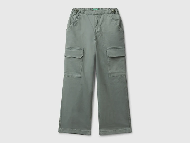 Pantaloni parachute in cotone stretch