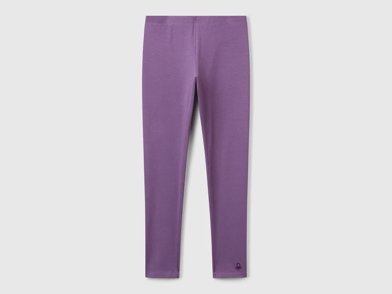 Leggings in cotone stretch con logo