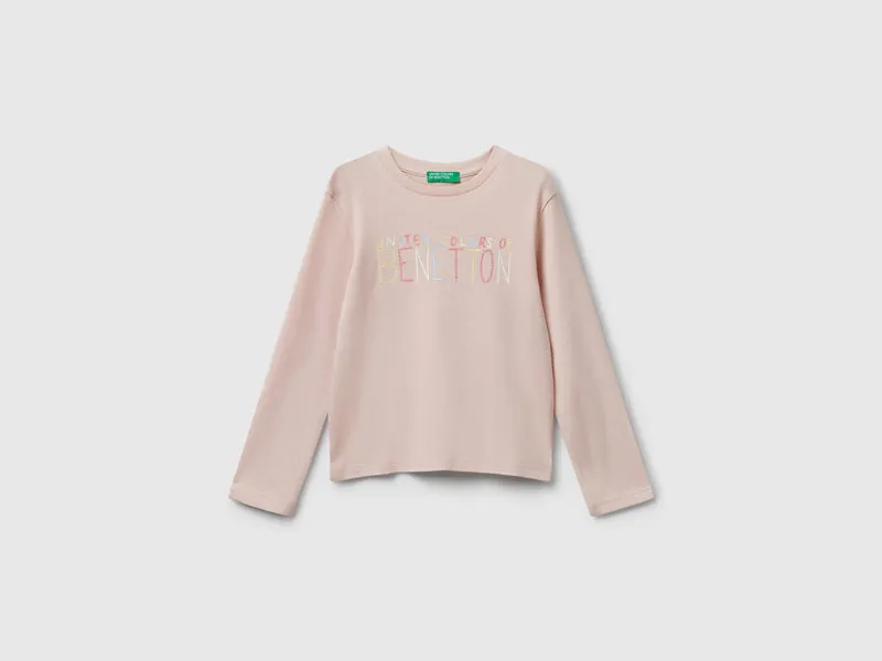T-shirt con logo glitter in cotone