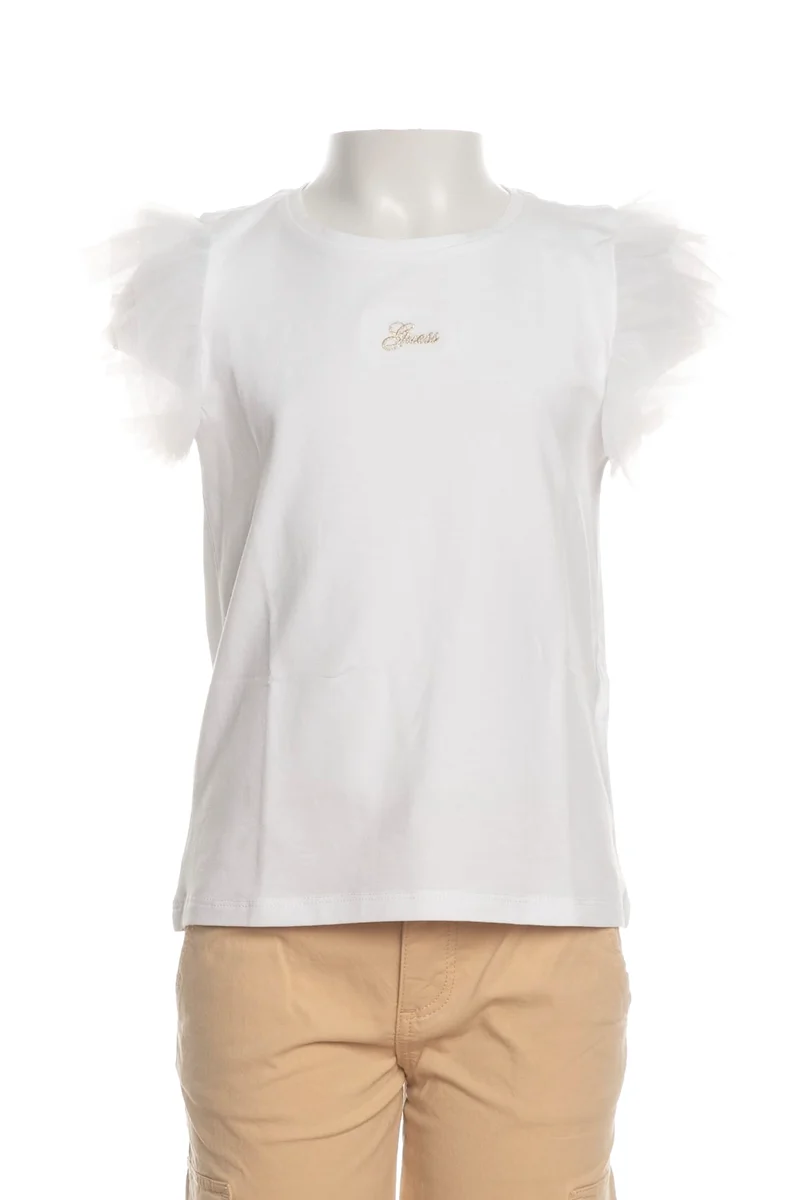 T Shirt Guess Mesh Frill Da Bambina Bianca