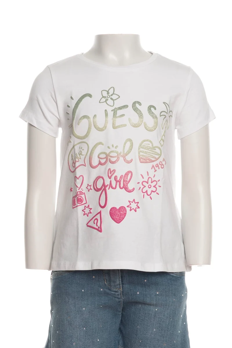 T Shirt Guess Cool Girl Tee Da Bambina Bianca
