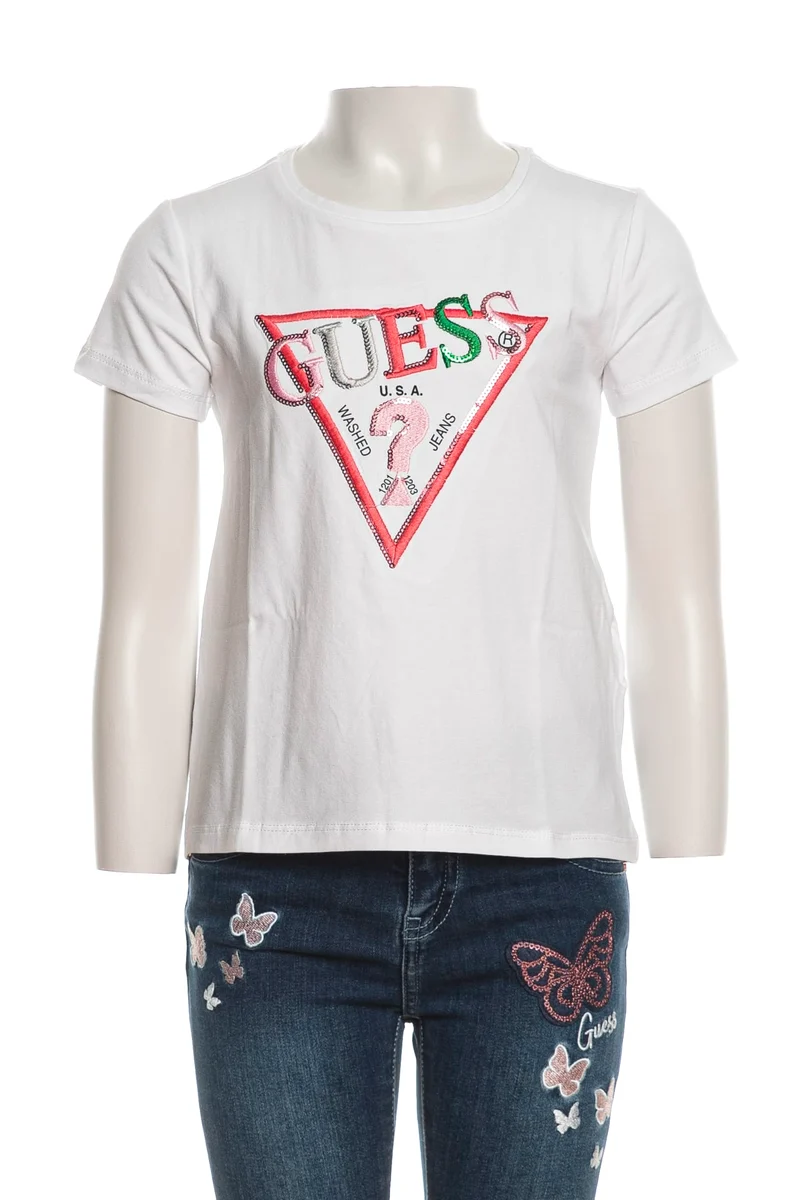 T Shirt Guess High Low Da Bambina Bianca
