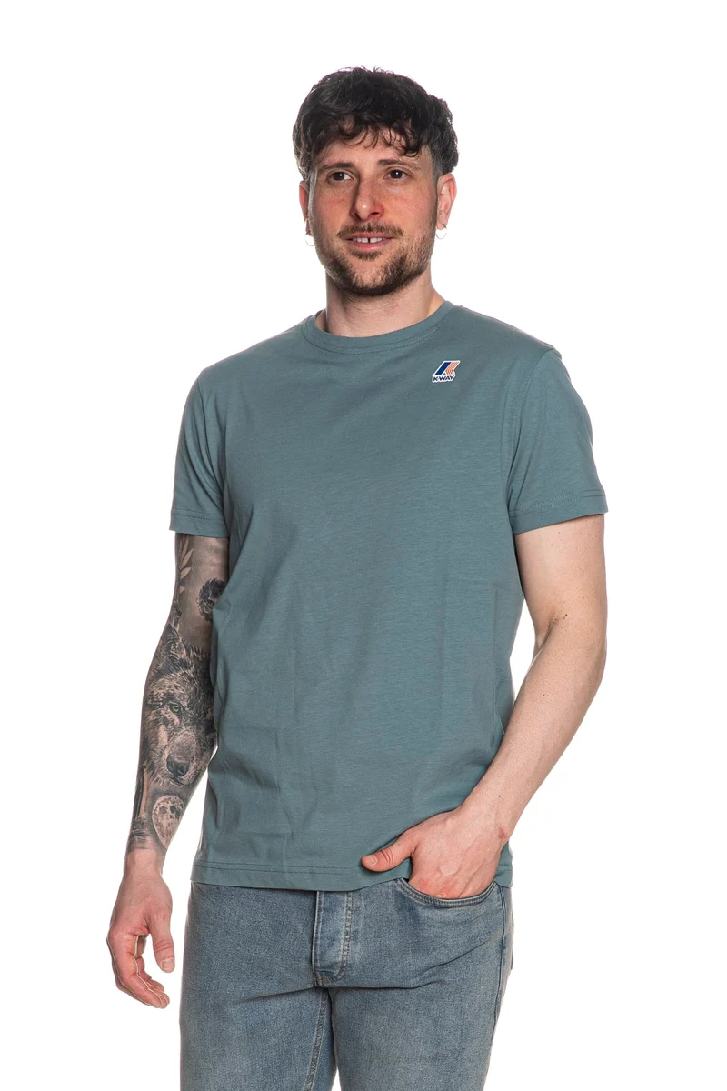 T Shirt K-Way Le Vrai Edouard Da Uomo Ceruleo