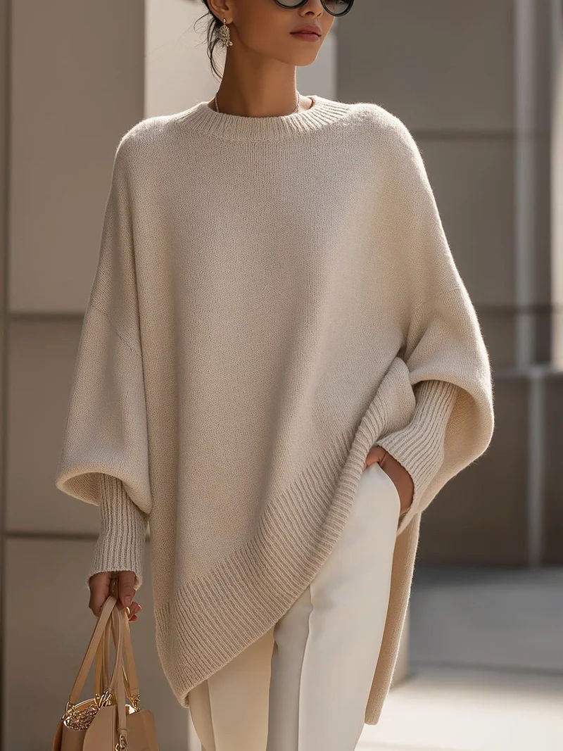 Women's Oversized Knit Sweater, Soft Drape Jumper