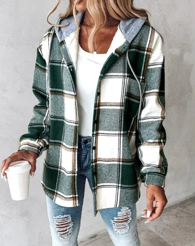 Women's Hooded Drawstring Hoodie, Loose-Fit Comfort Jacket