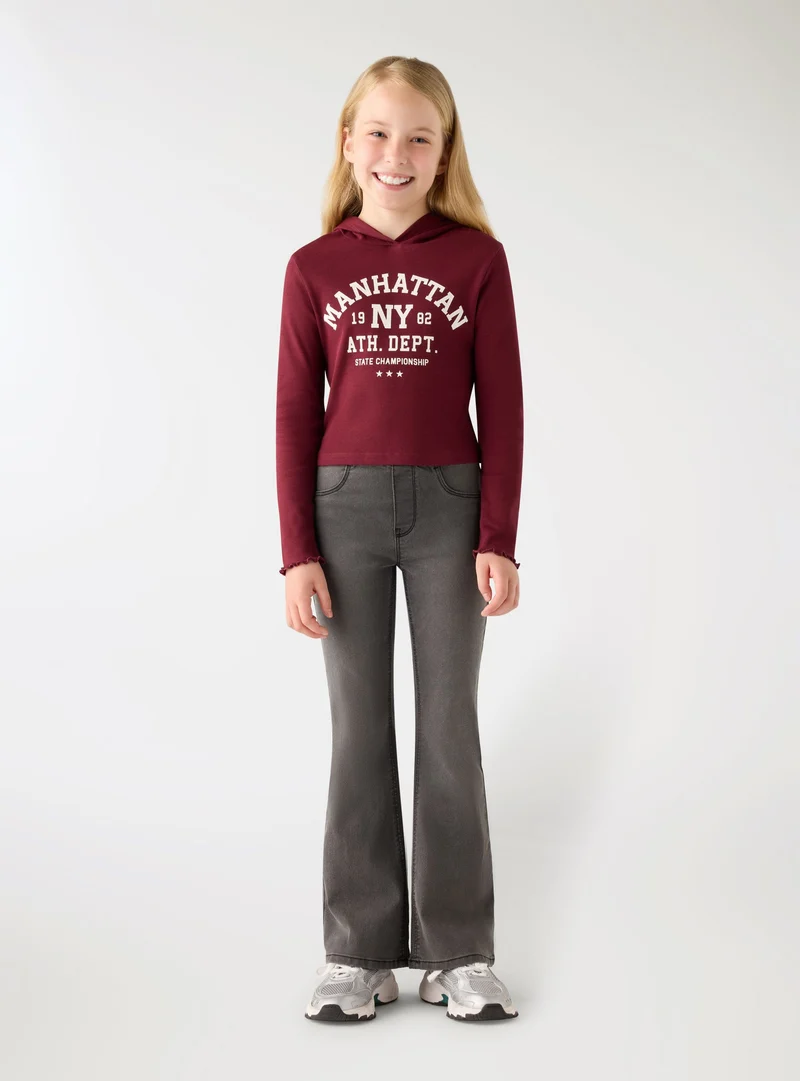 Jeggings a zampa con elastico in vita