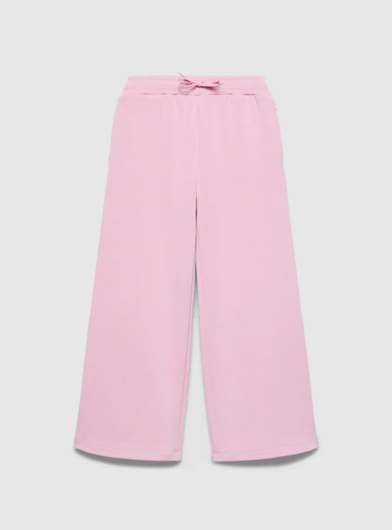 Pantaloni tuta wide leg a tinta unita