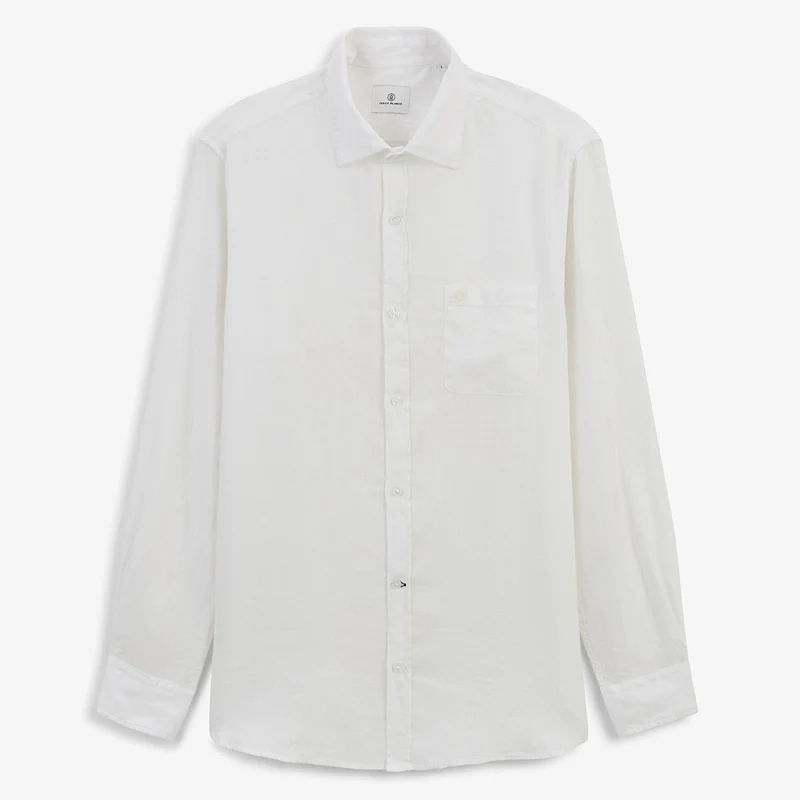 Chemise manches longues unie en lin blanche