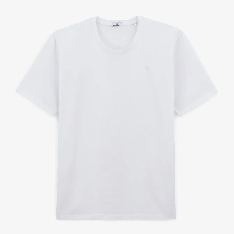 T-shirt manches courtes col rond 100% coton blanc Théo
