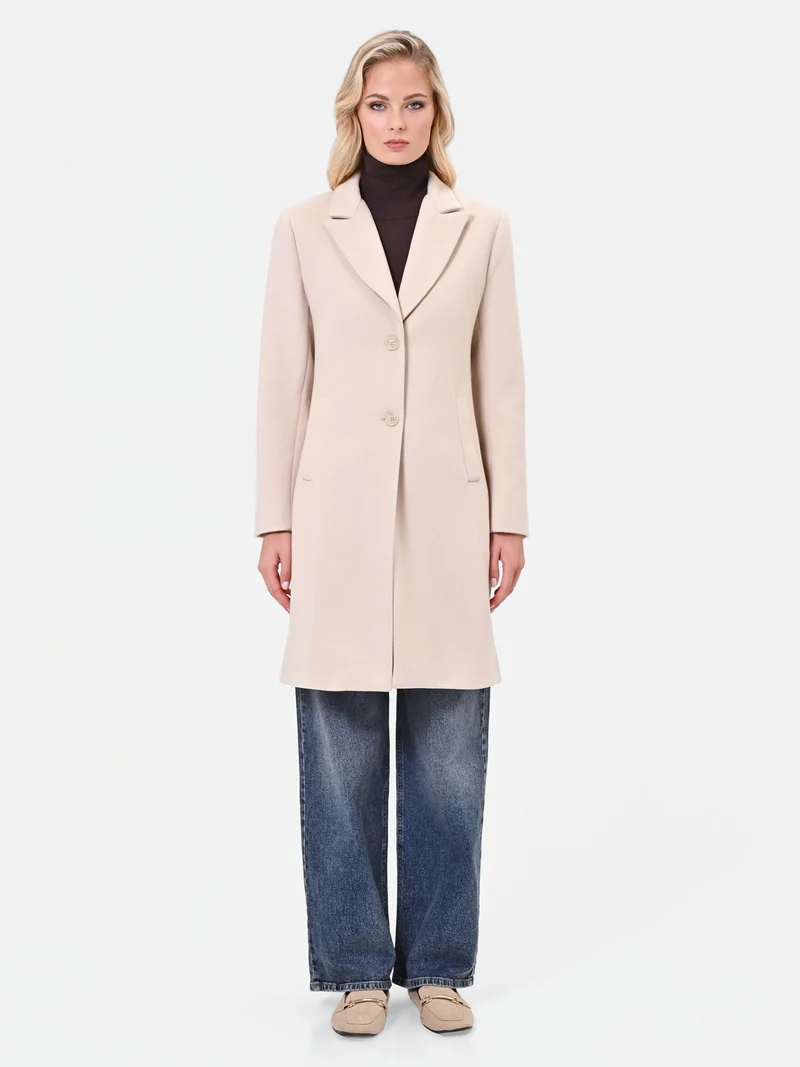 Cappotto monopetto tortora beige in velour con revers a lancia