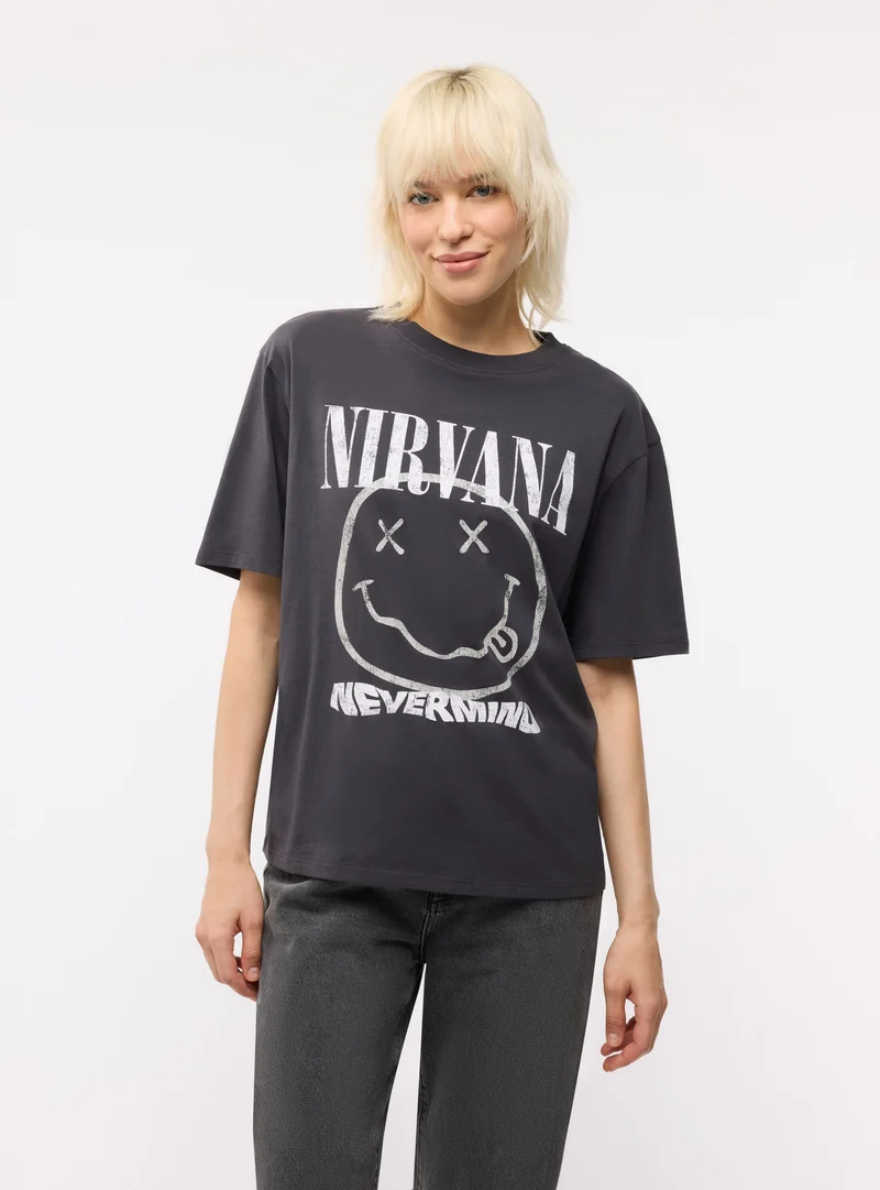 T-shirt ampia con stampa Nirvana