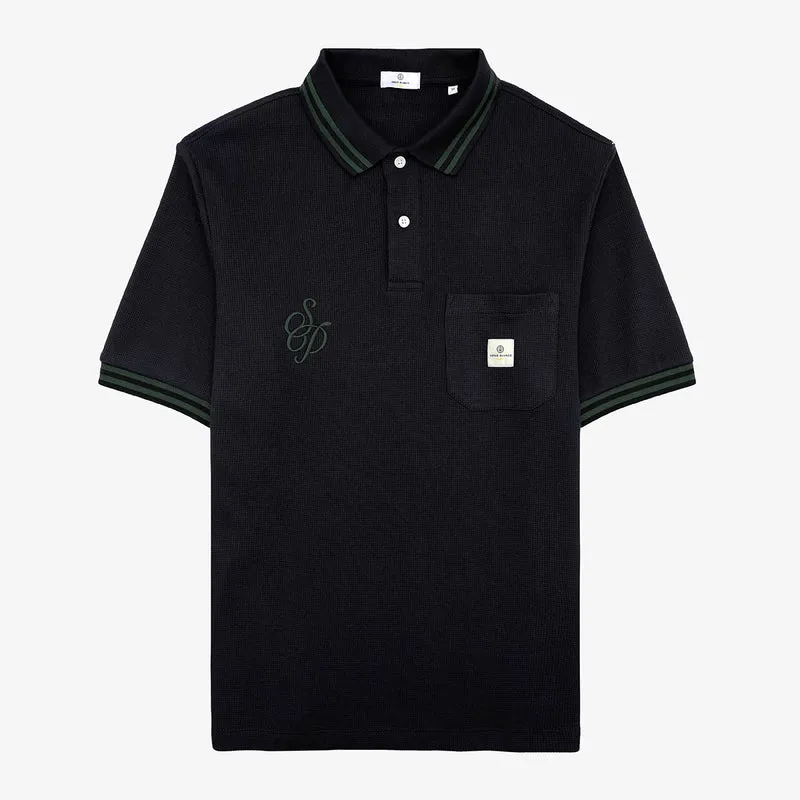 Polo manches courtes 100% coton gaufré noir Section Paloise